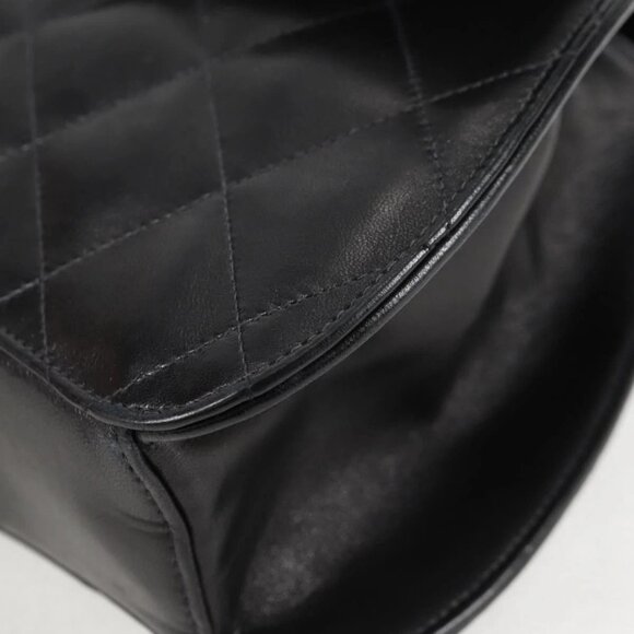 CHANEL Chain Hand Bag Lamb Skin Black Silver CC Auth 138566A - Picture 5 of 16